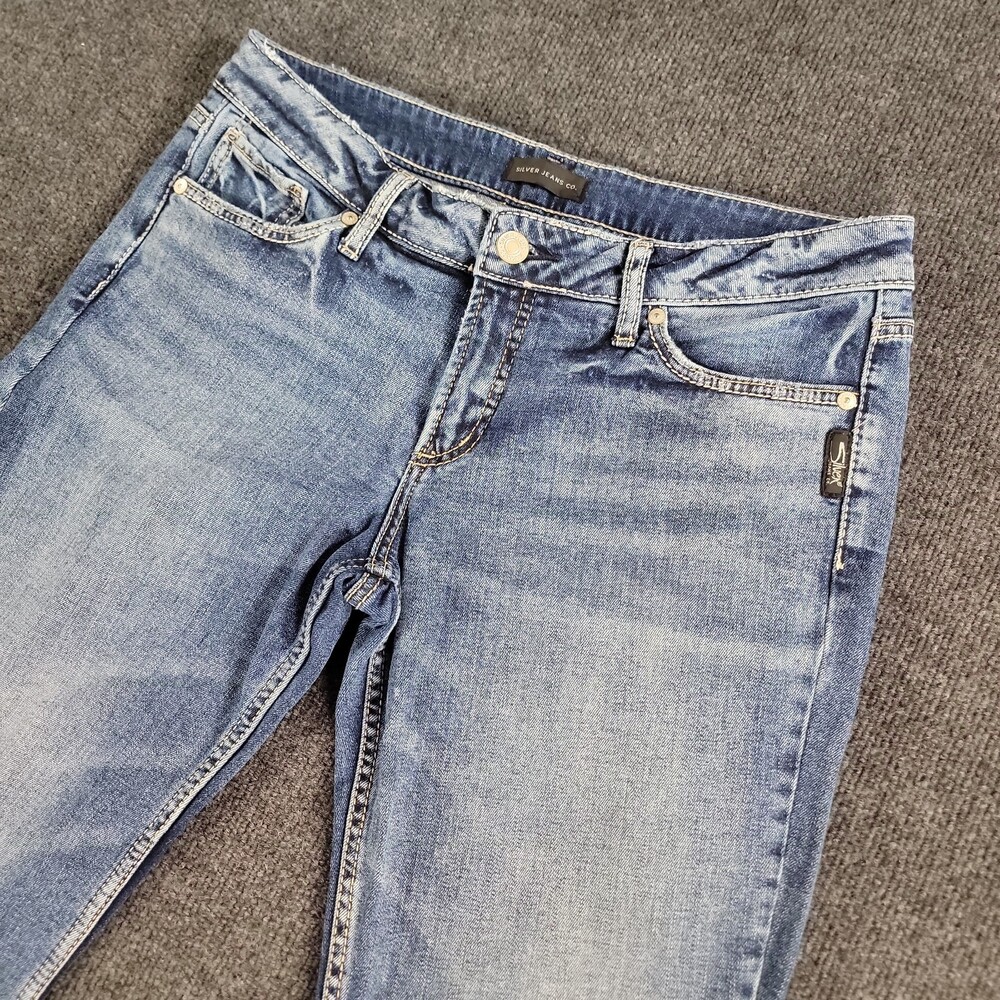 Silver Jeans Womens Suki Mid Slim Boot Jeans 31x33 Med Wash Blue Stretch